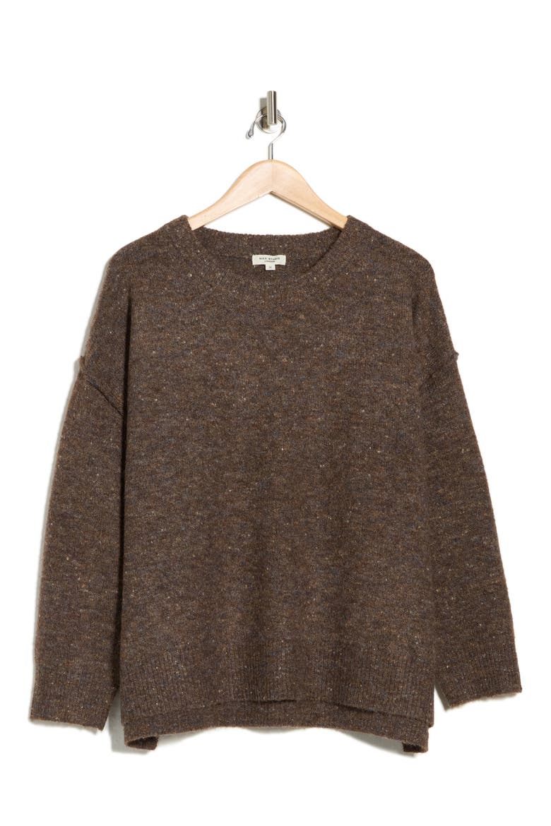 Crewneck Sweater, Alternate, color, HEATHER BROWN