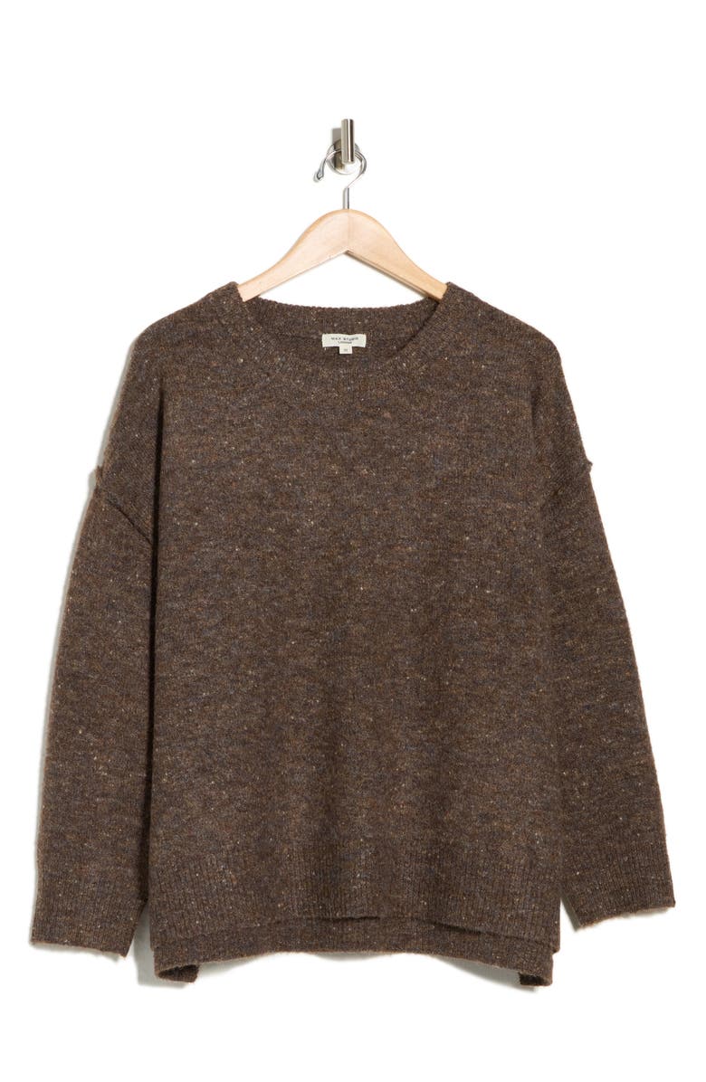 MAX STUDIO Crewneck Sweater, Alternate, color, Heather Brown