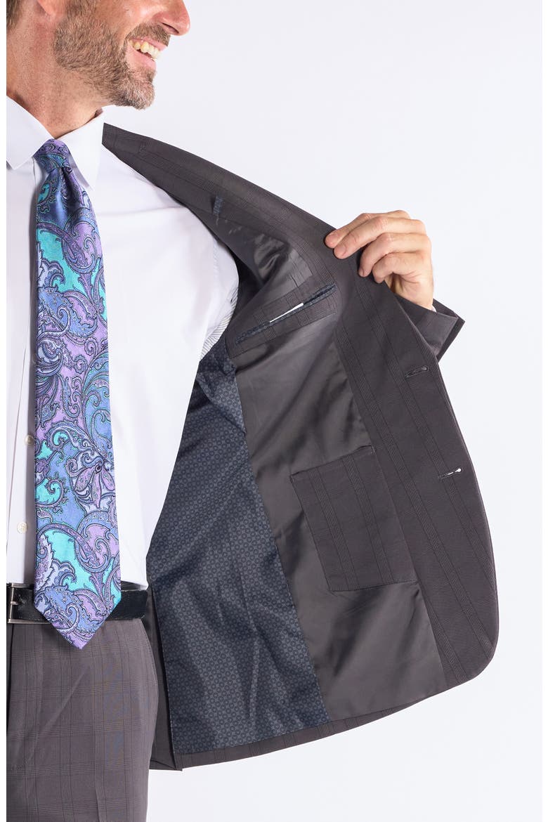 Hoxton Charcoal Plaid Notch Lapel Suit, Alternate, color, GREY