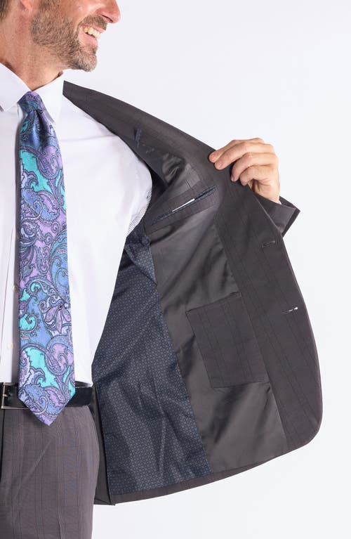 Savile Row Co Hoxton Charcoal Plaid Notch Lapel Suit In Gray