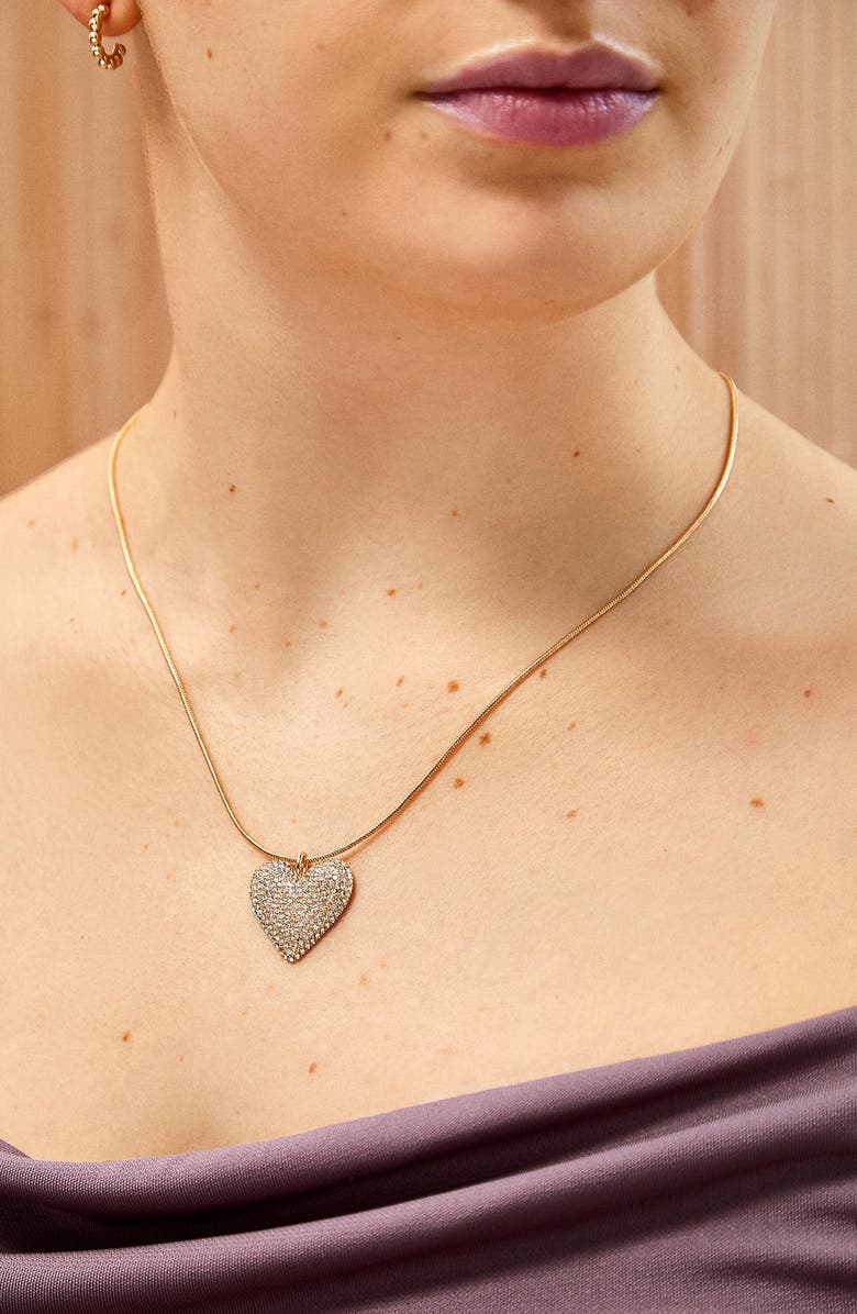 BaubleBar Pavé Heart Pendant Necklace, Main, color, 
