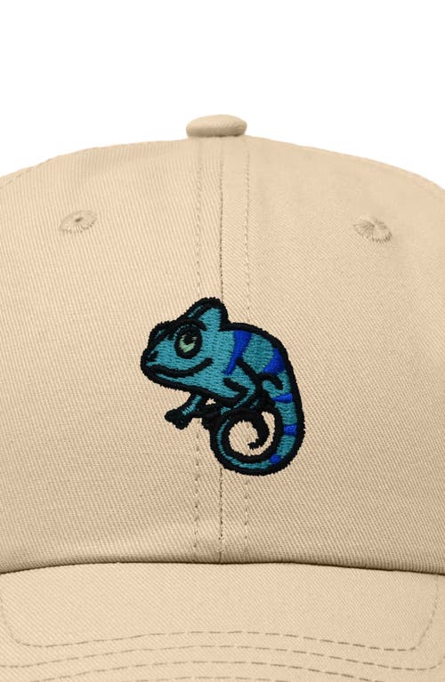 Dalix Chameleon Embroidered Dad Hat In Khaki