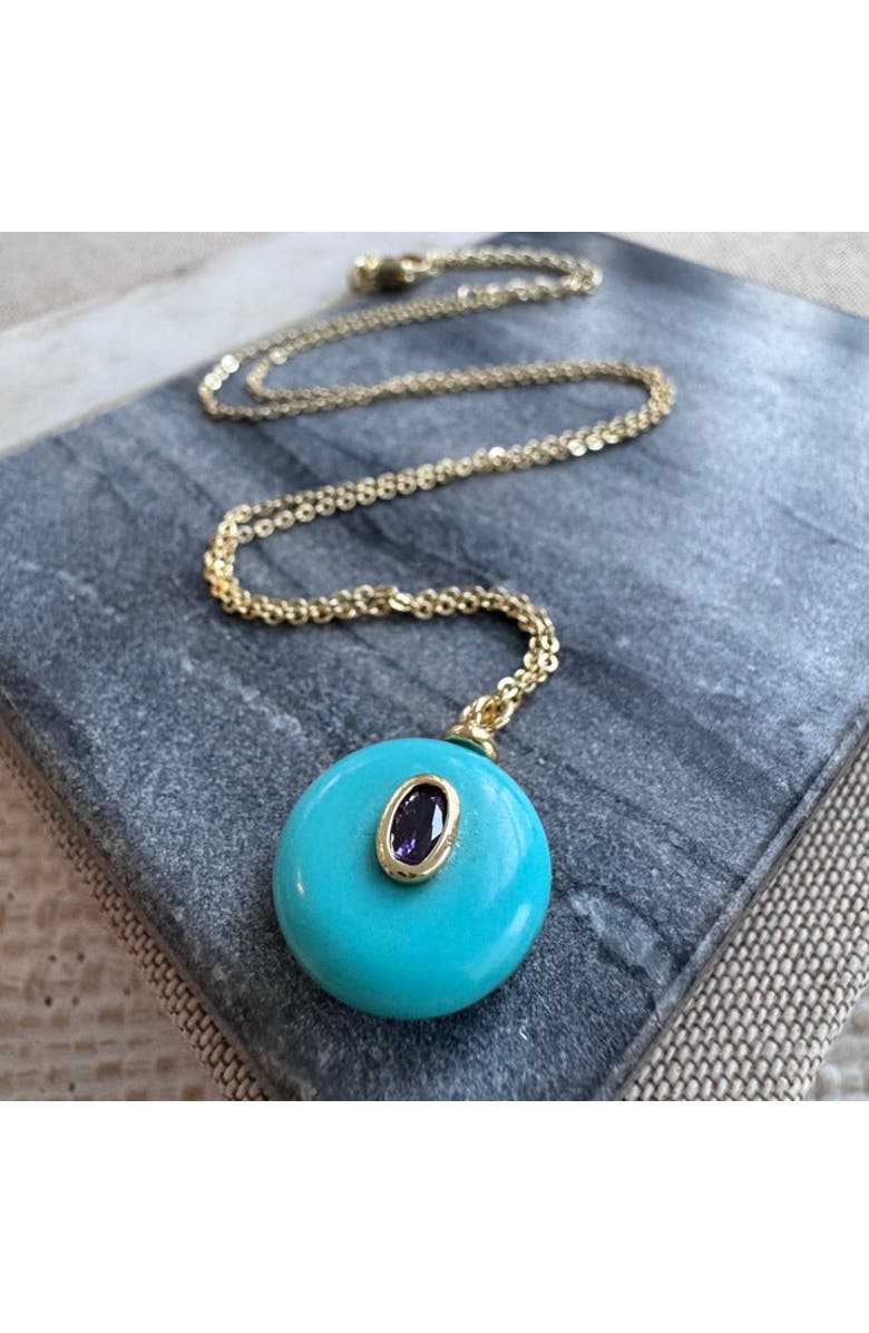 Erin McDermott Jewelry Electric Blue Turquoise with Violet Stone Necklace, Alternate, color, Blue