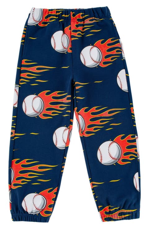 Kids' Flaming Baseball Print Fleece Sweatpants (Toddler)