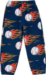 CALONIE Kids' Flaming Baseball Print Fleece Sweatpants