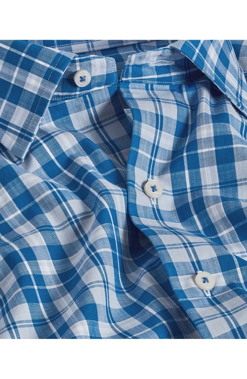 David Donahue Casual Plaid Pima Cotton Button-down Shirt In Royal/sky