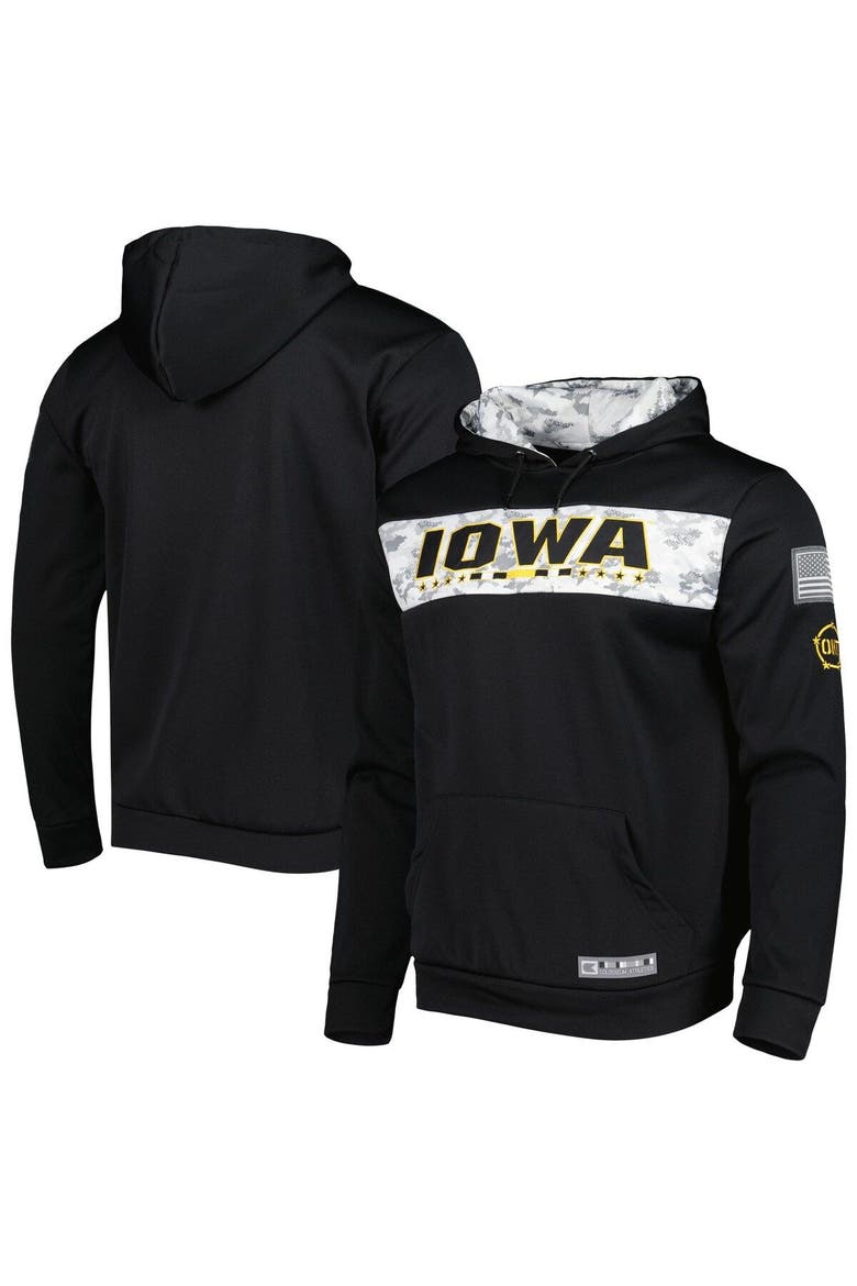 Men's Colosseum Black Iowa Hawkeyes OHT Military Appreciation Team Color Pullover Hoodie, Main, color, Black