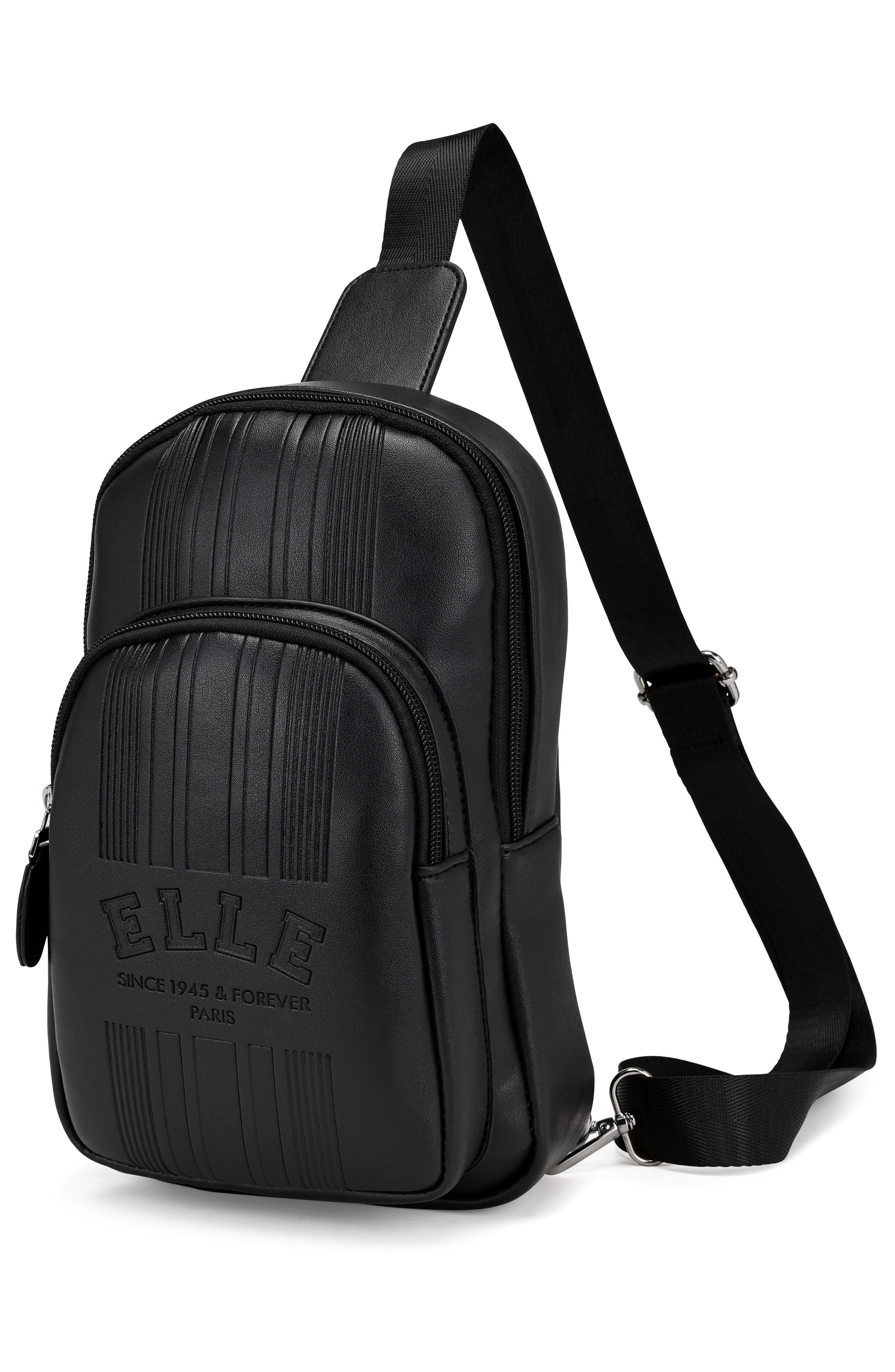 ELLE Roamer 2.8L Vegan Leather Chic Crossbody Bag, Main, color, Black