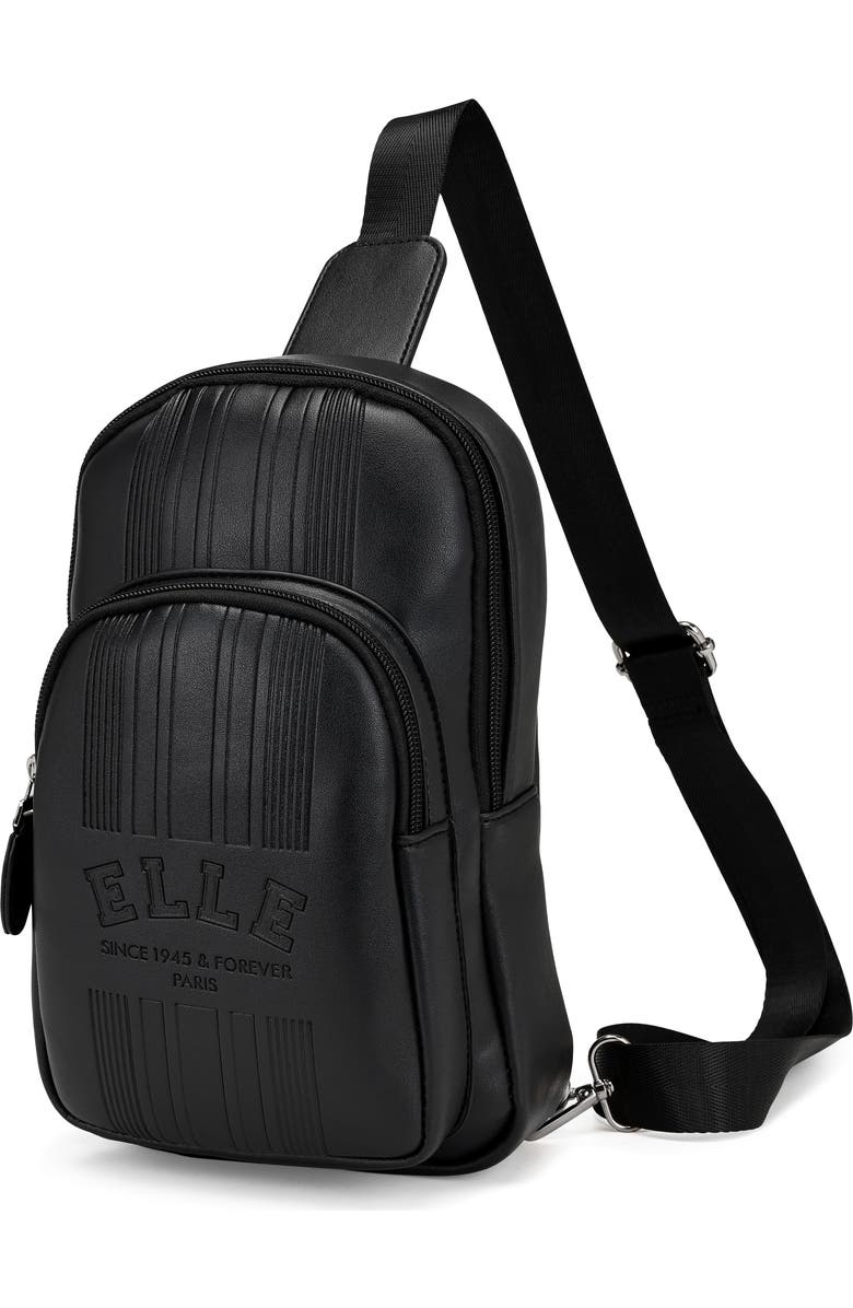ELLE Roamer 2.8L Vegan Leather Chic Crossbody Bag, Main, color, Black