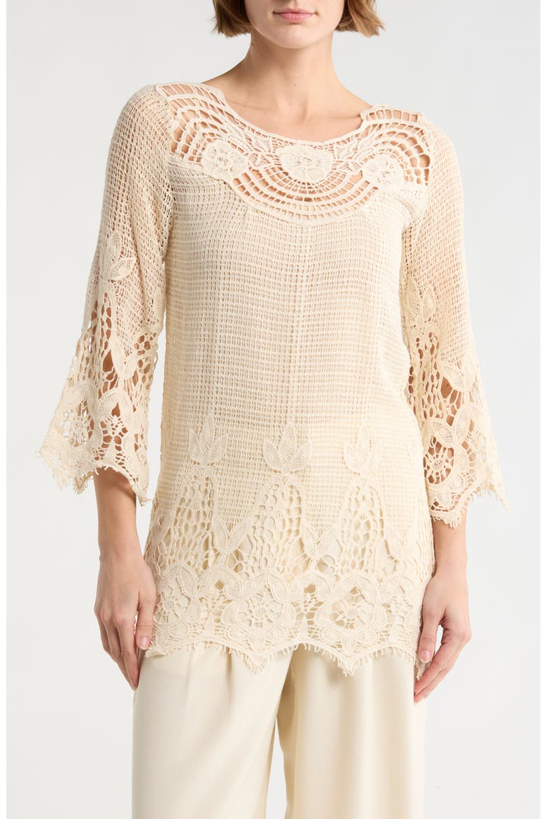 Open Knit Lace Top, Main, color, NATURAL