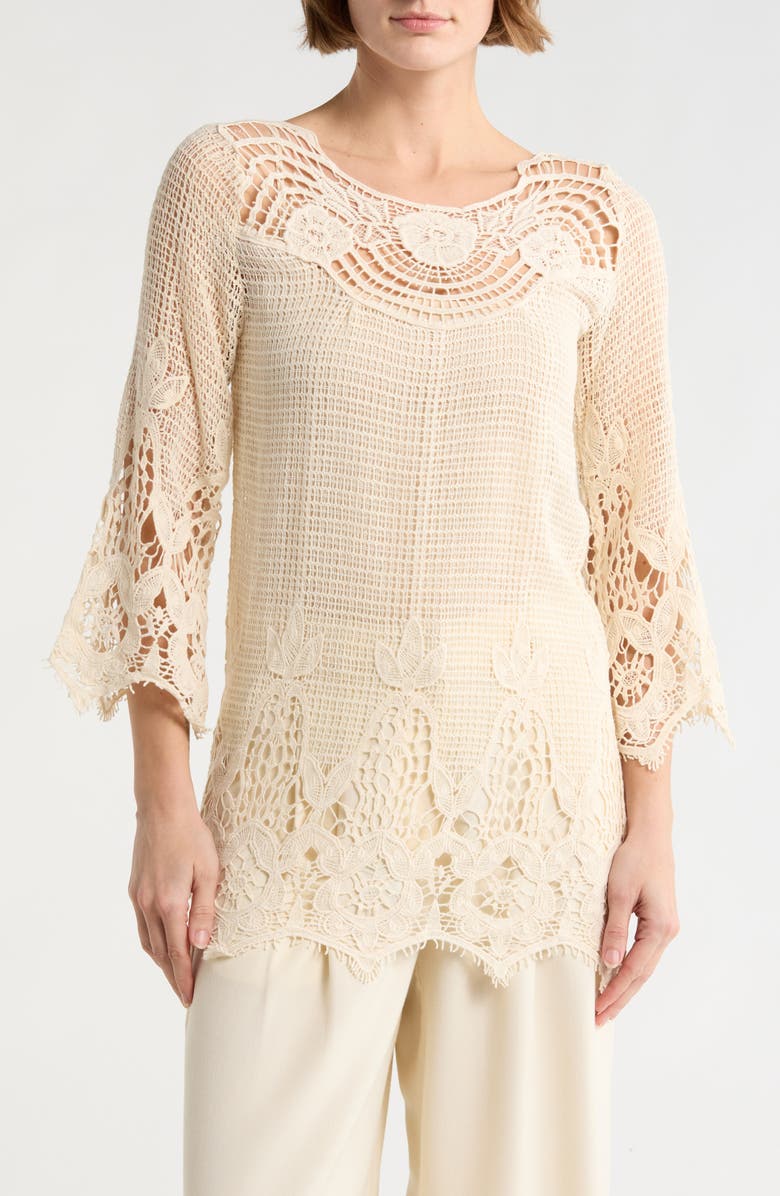 Forgotten Grace Open Knit Lace Top, Main, color, Natural