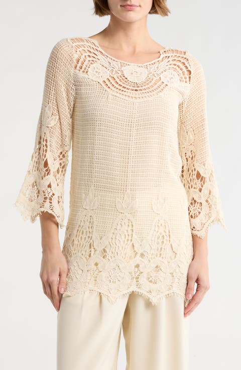 Open Knit Lace Top