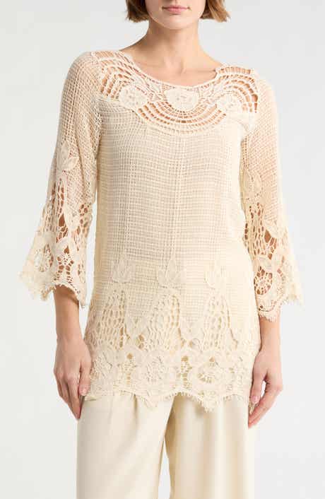 Forgotten Grace Open Knit Lace Top