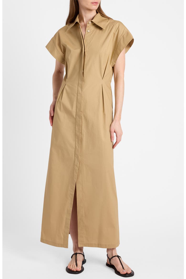 Nisa Cap Sleeve Poplin Shirt Dress, Main, color, Chai