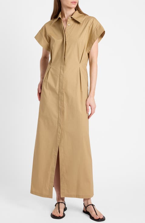 Nisa Cap Sleeve Poplin Shirt Dress
