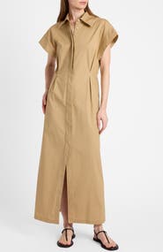 Santorelli Nisa Cap Sleeve Poplin Shirt Dress