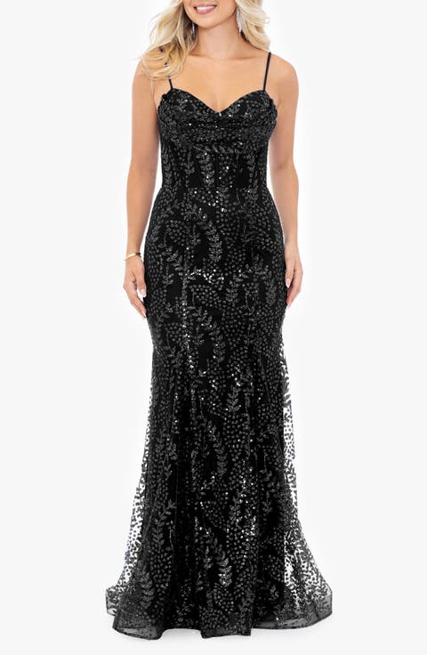 Glitter Mesh Trumpet Gown