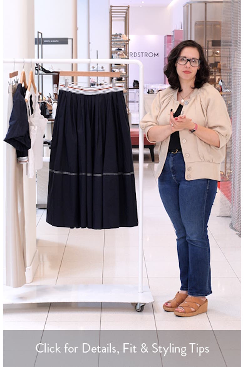 Evelina Topstitch Detail Cotton & Silk Skirt video