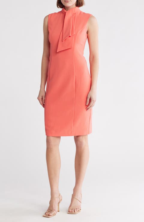 Tie Neck Sleeveless Sheath Dress