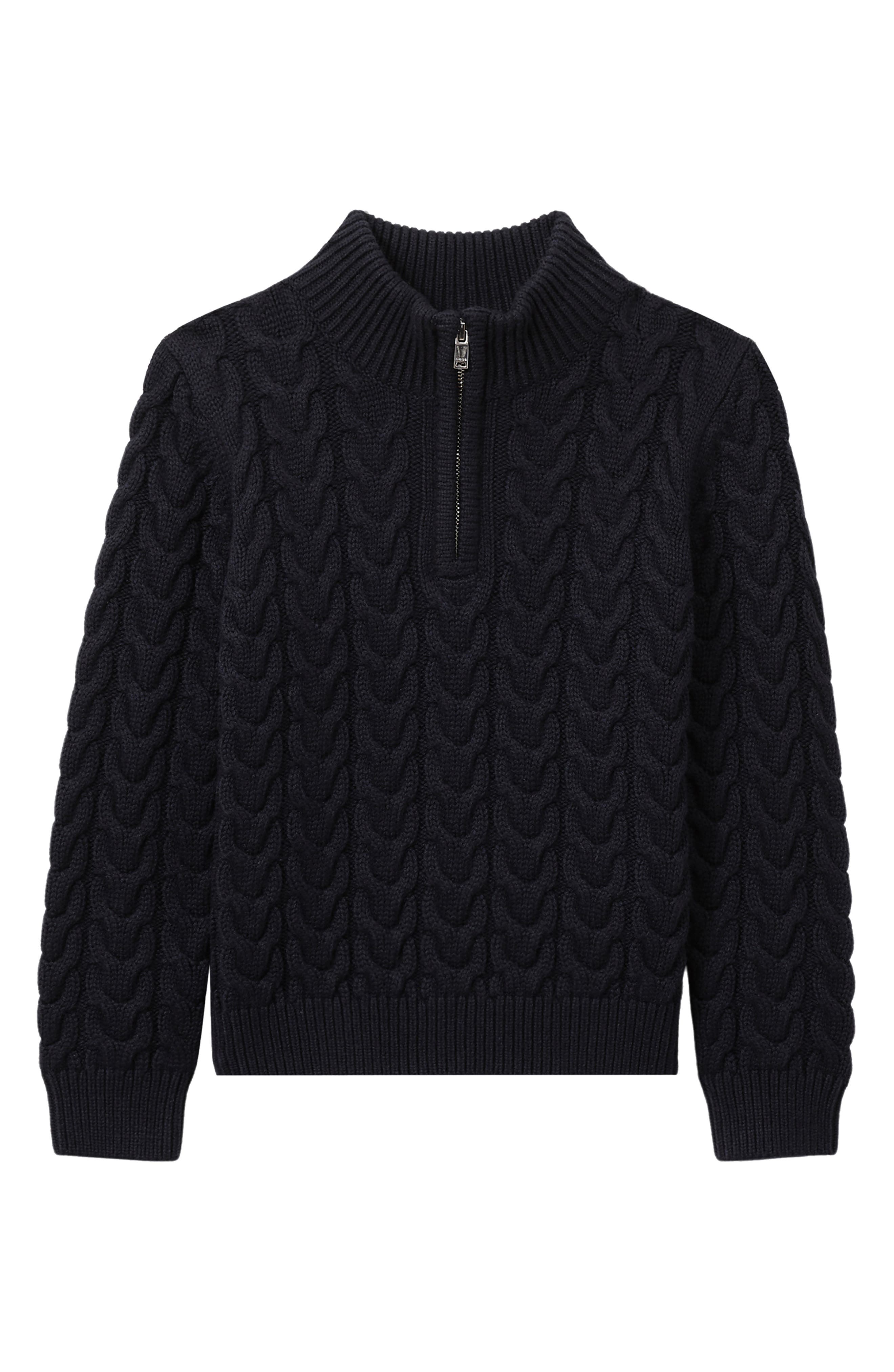 Reiss Kids' Tamworth Sr. Cable Half Zip Sweater
