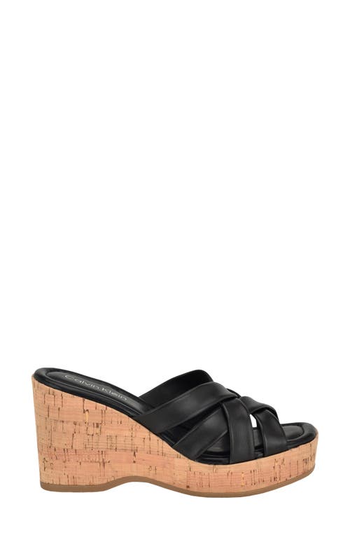 Calvin Klein Hayes Platform Wedge Slide Sandal In Black