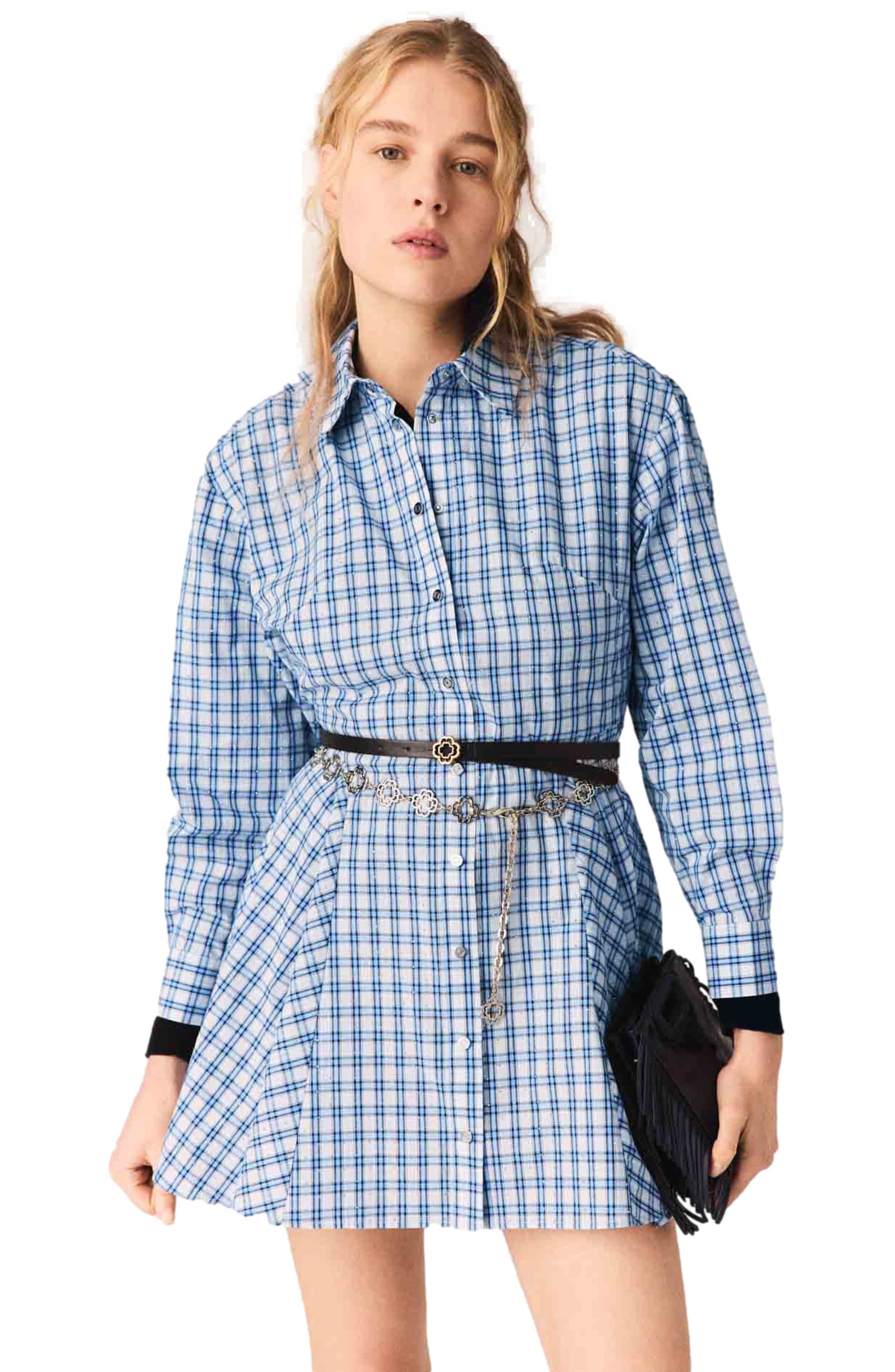 selected Blue check print