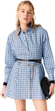 maje Rhinestone-trim cotton shirt dress