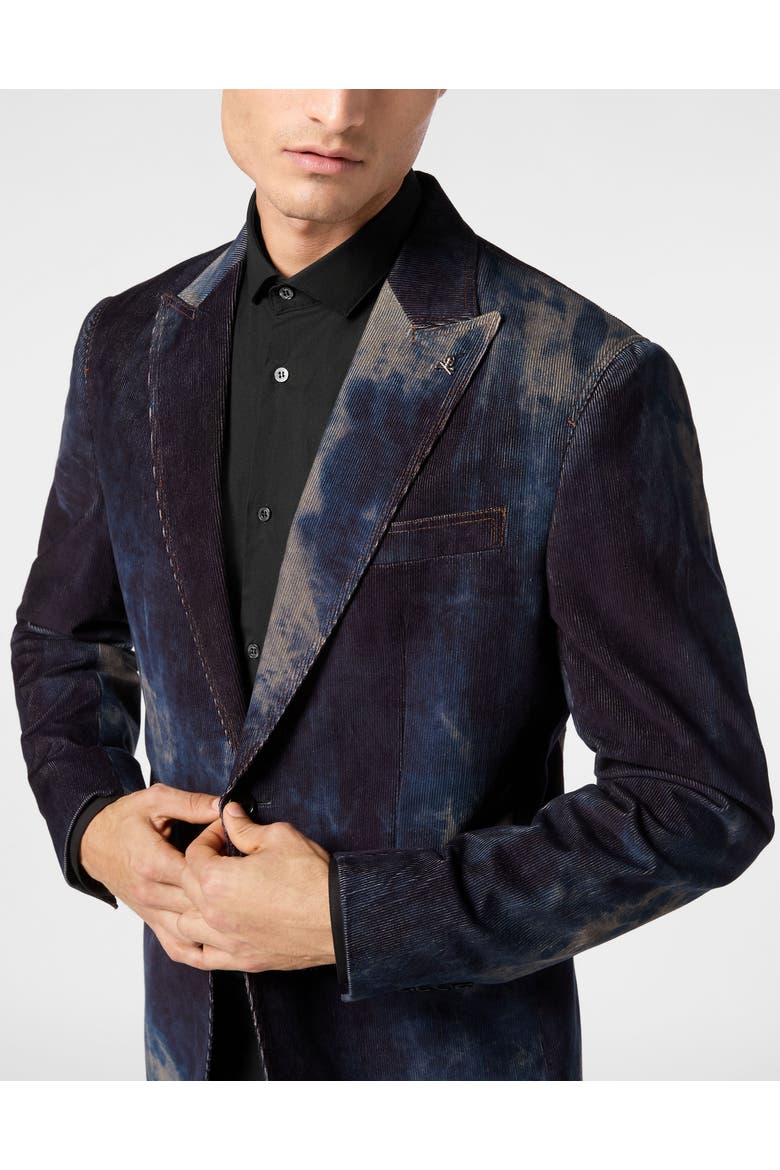 Bleached Velvet Blazer Gigolò Fit Men, Alternate, color, darkblue