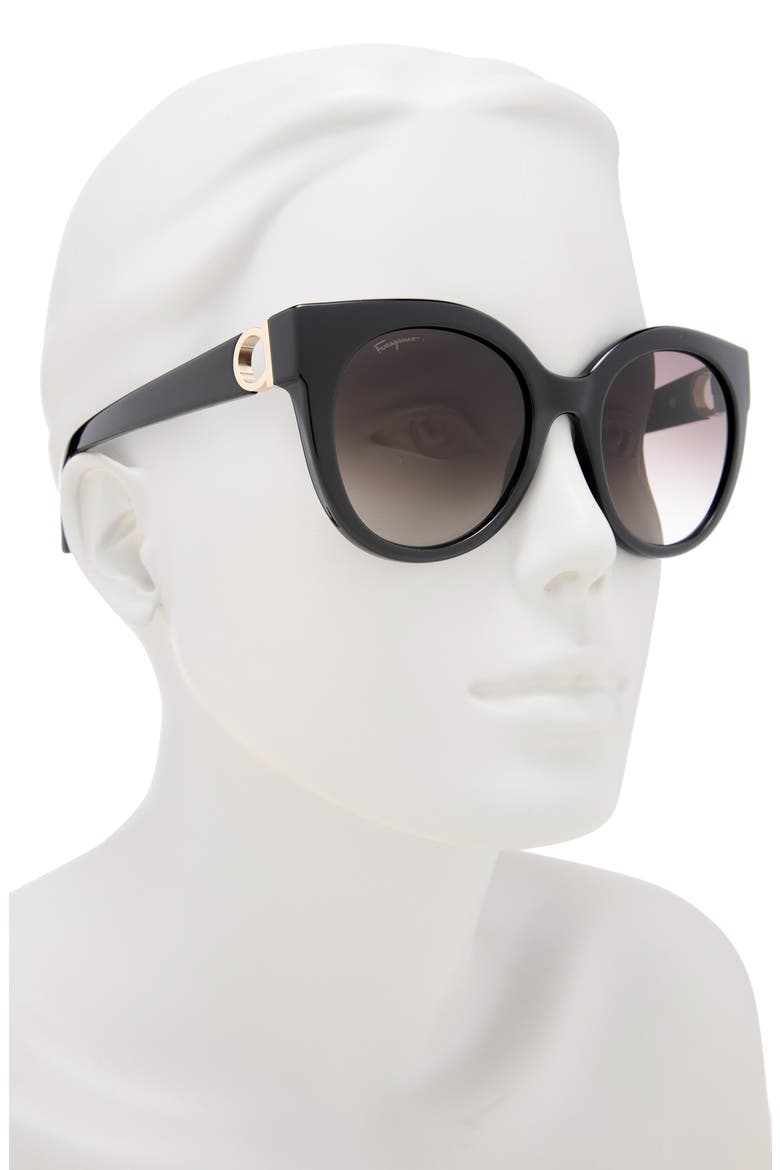 Gancini 53mm Round Sunglasses, Alternate, color, BLACK