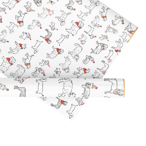 Eight Sheets Two-Sided "Party Dogs" Heavyweight Gift Wrap
