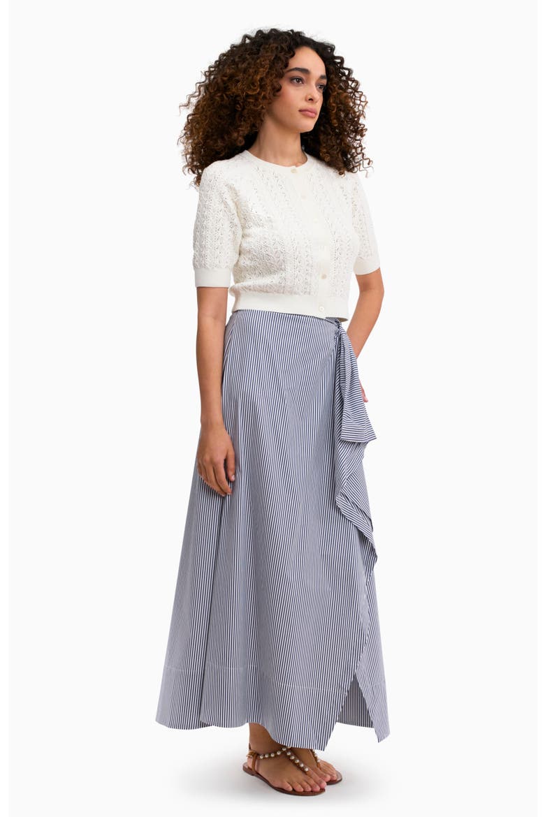 Joselene Poplin Skirt, Alternate, color, Navy Stripe