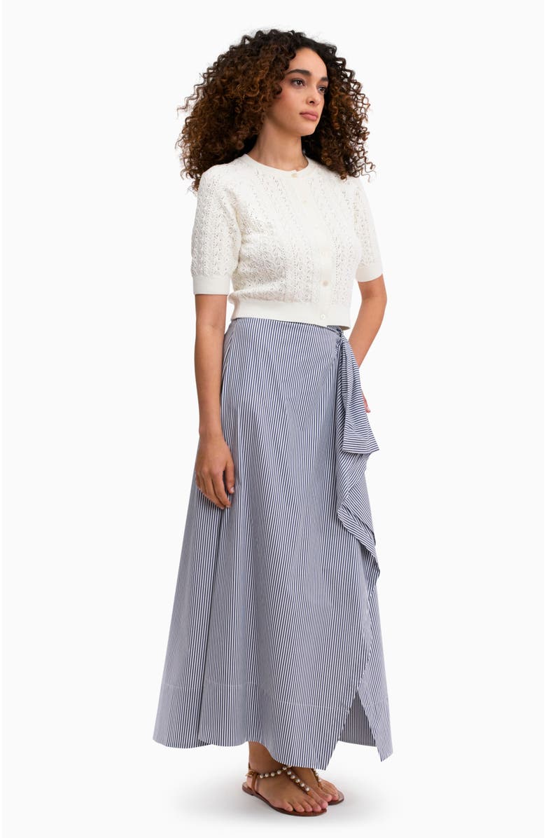Rebecca Taylor Joselene Poplin Skirt, Alternate, color, Navy Stripe