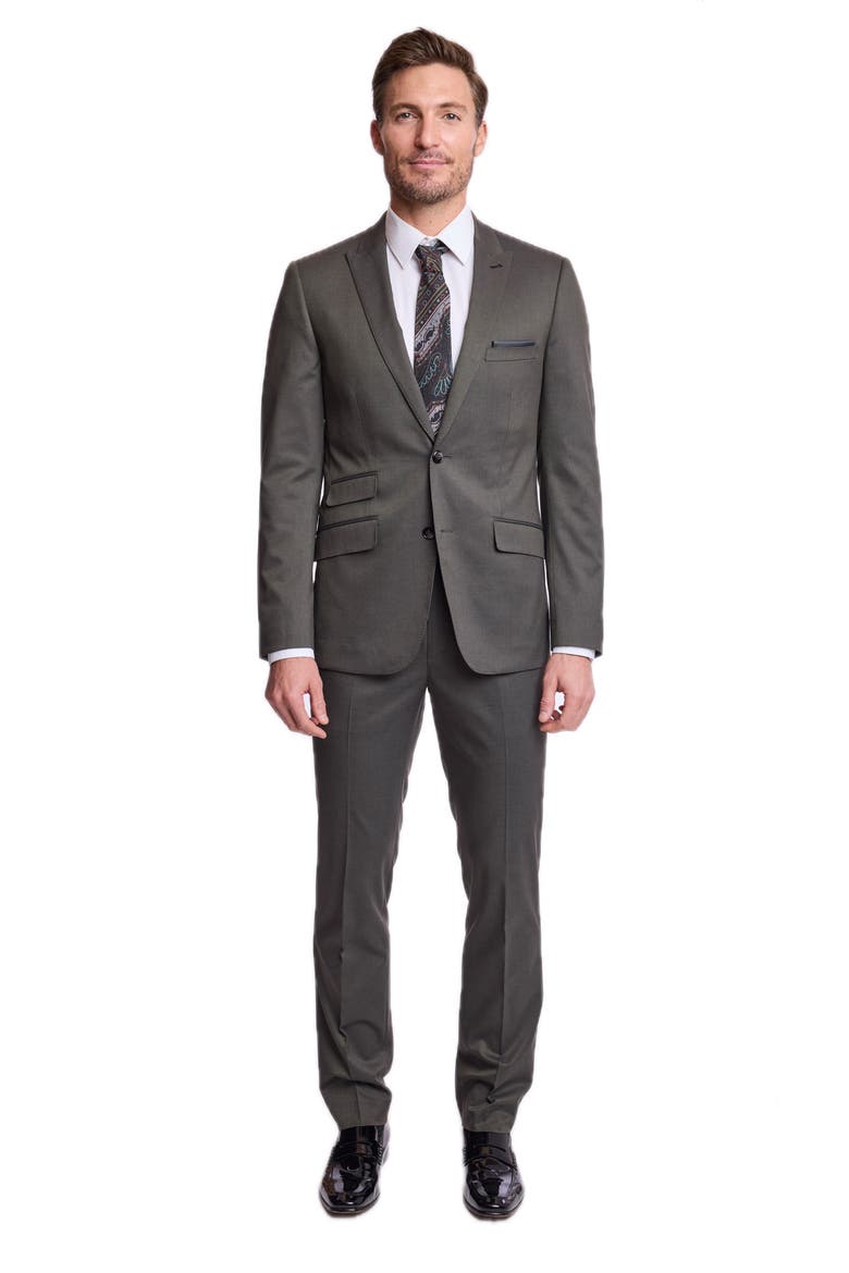 Ashton Slim Peak Suit Jacket, Alternate, color, DARK OLIVE GREEN