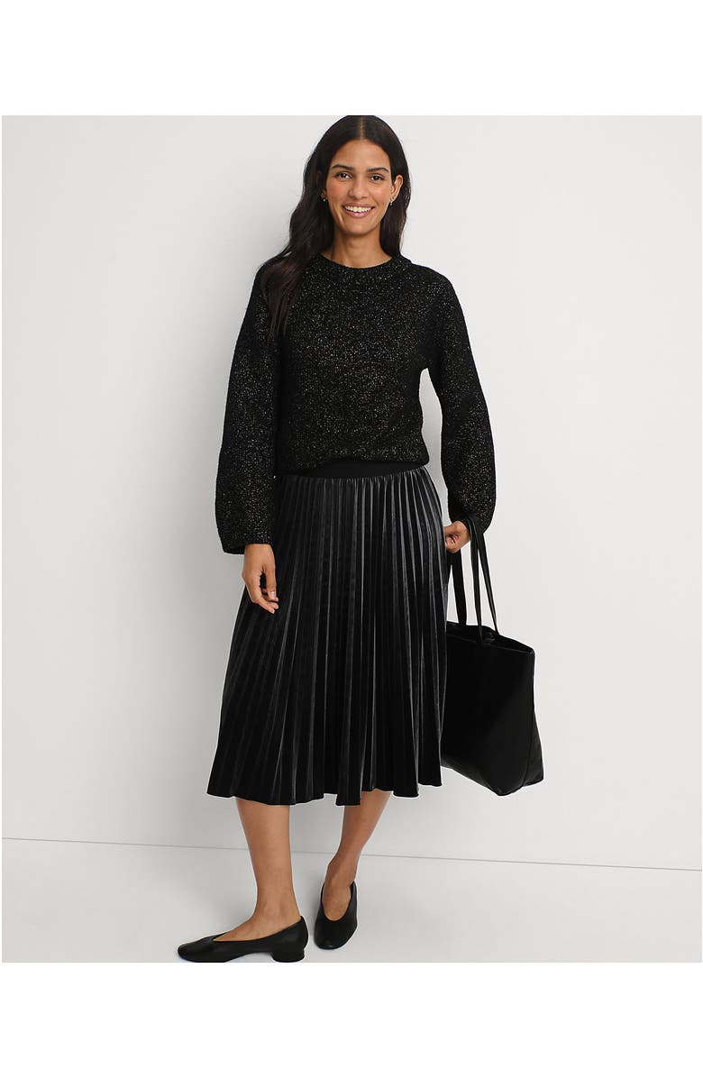 Lands' End Blend Bow Back Sweater, Alternate, color, Black/Gold Metallic