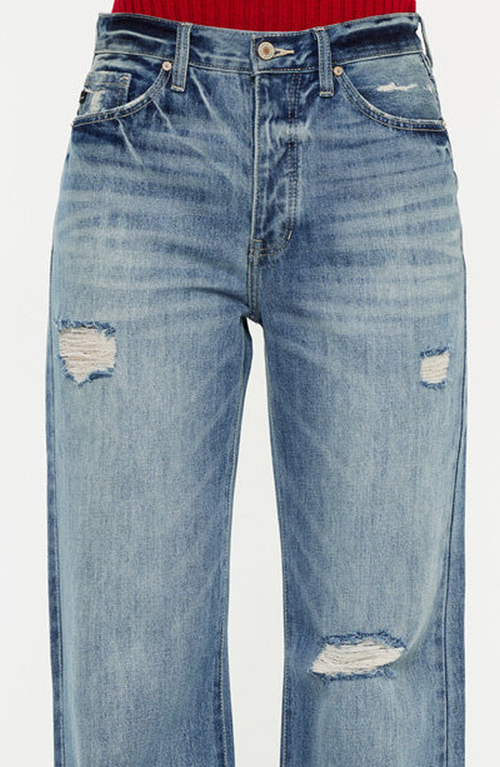 Kancan Ultra High Rise 90's Flare Jean In Medium Wash In Blue