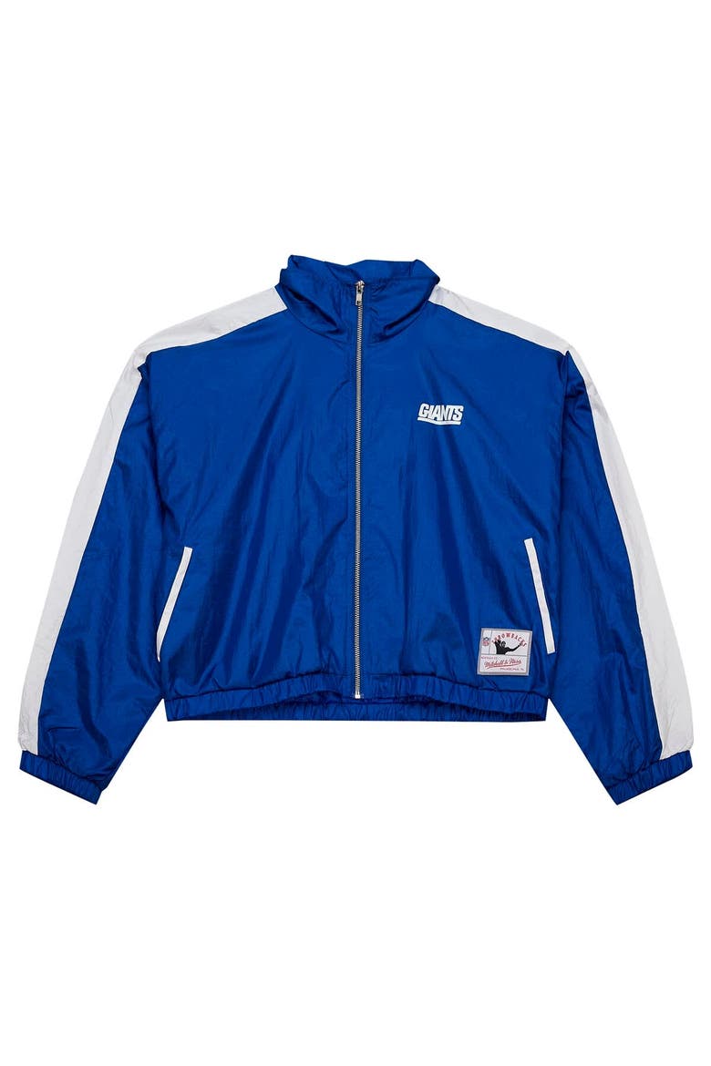 Women's Mitchell & Ness Royal New York Giants Nylon Cropped Full-Zip Jacket, Alternate, color, Royal