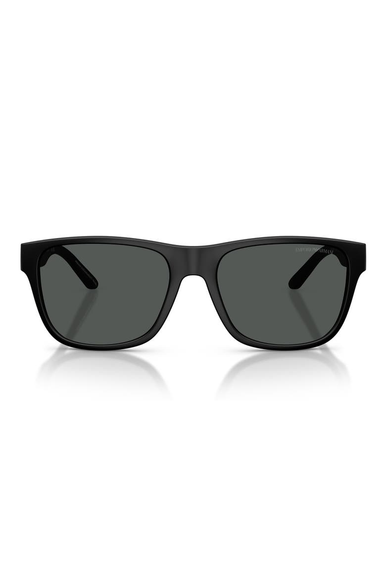 57mm Polarized Square Sunglasses, Main, color, MATTE BLACK / DARK GREY