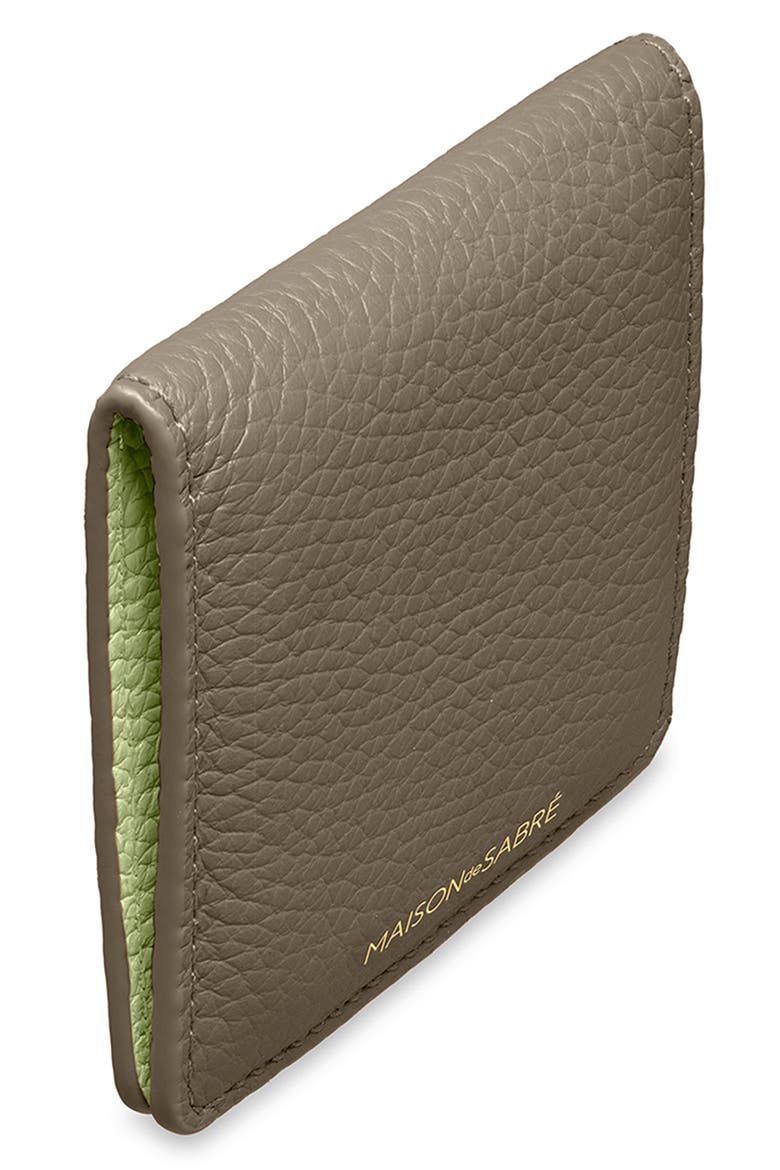Leather Compact Mirror, Alternate, color, Cashmere Matcha