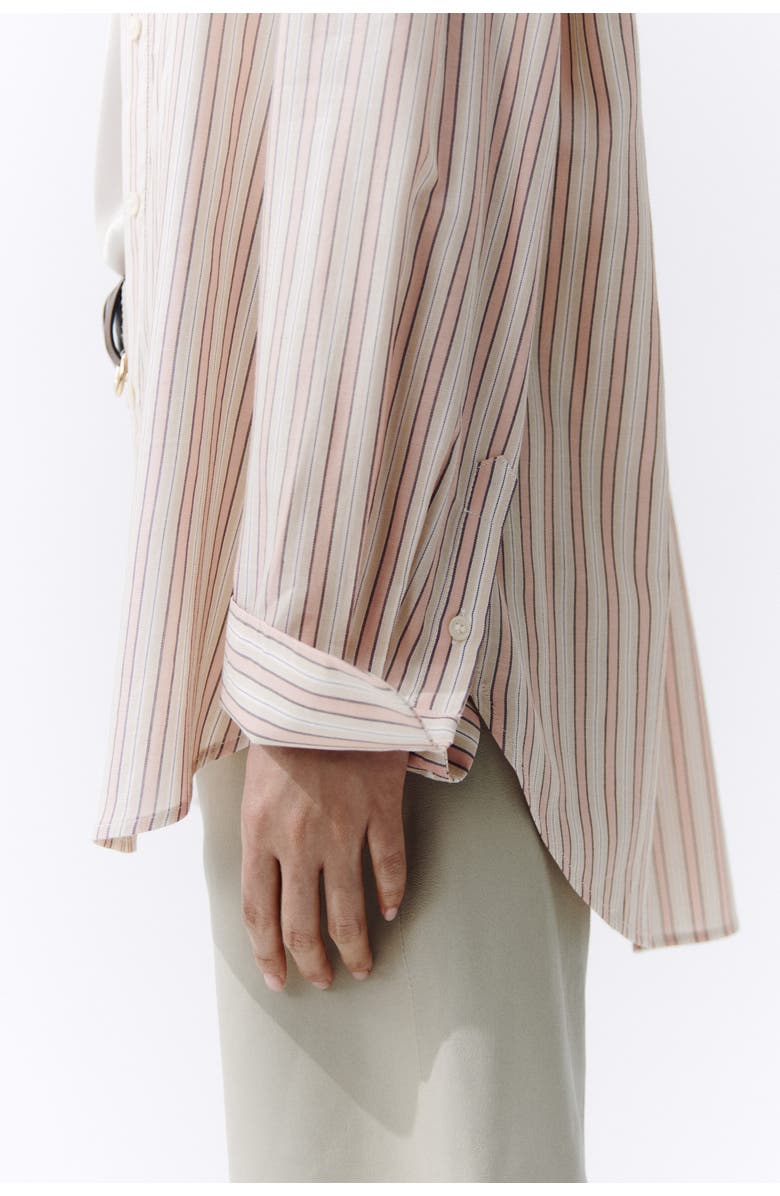 H&M Oversized Lyocell-blend Shirt, Alternate, color, Light Pink/Striped