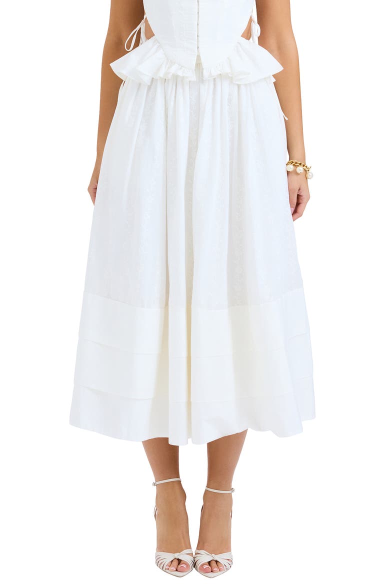 Augustine Embroidered Cotton Midi Skirt, Main, color, CLOUD DANCER