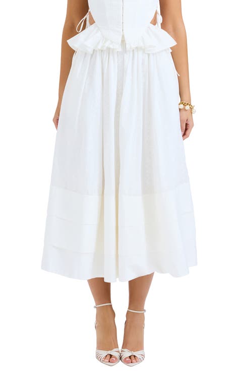 Augustine Embroidered Cotton Midi Skirt