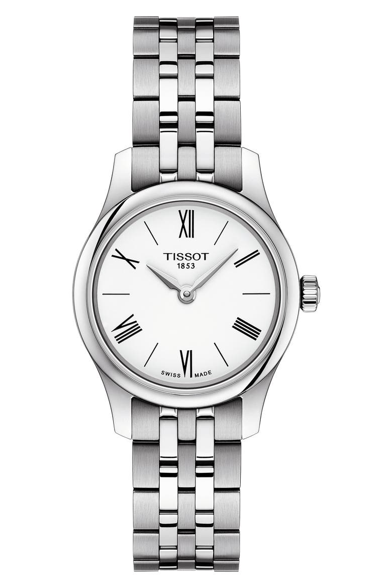 Tradition 5.5 Lady Round Bracelet Watch, 25mm, Main, color, SILVER/ WHITE/ SILVER