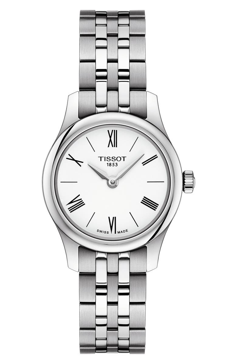 Tissot Tradition 5.5 Lady Round Bracelet Watch, 25mm, Main, color, Silver/ White/ Silver