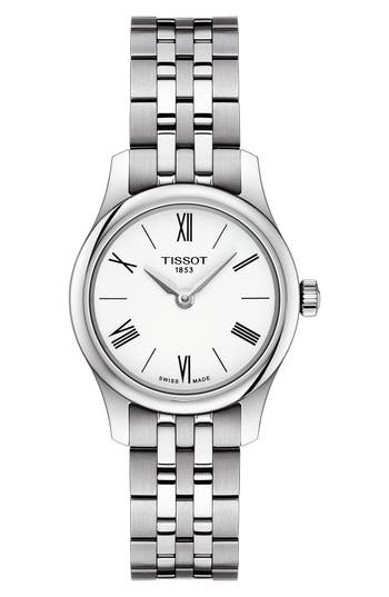 Tissot Tradition 5.5 Lady Round Bracelet Watch, 25mm In Silver/white/silver