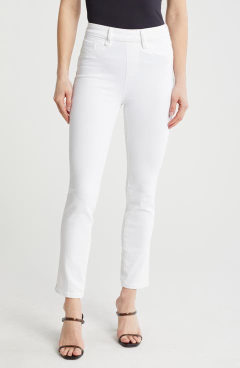 Power Stretch Pull-On Straight Leg Jeans (White 001)