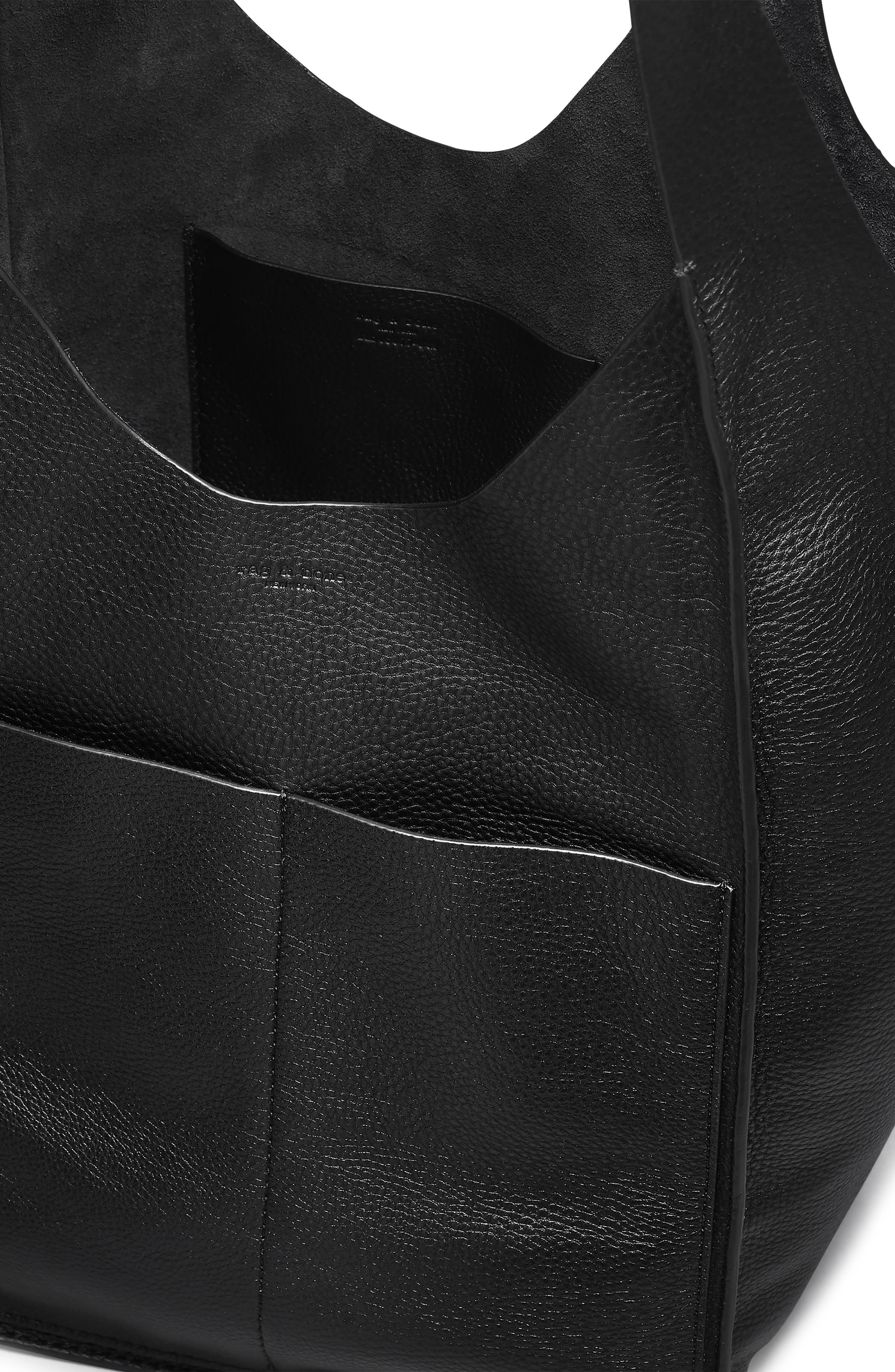 Logan Leather Shopper Shoulder Bag, Alternate, color, BLACK