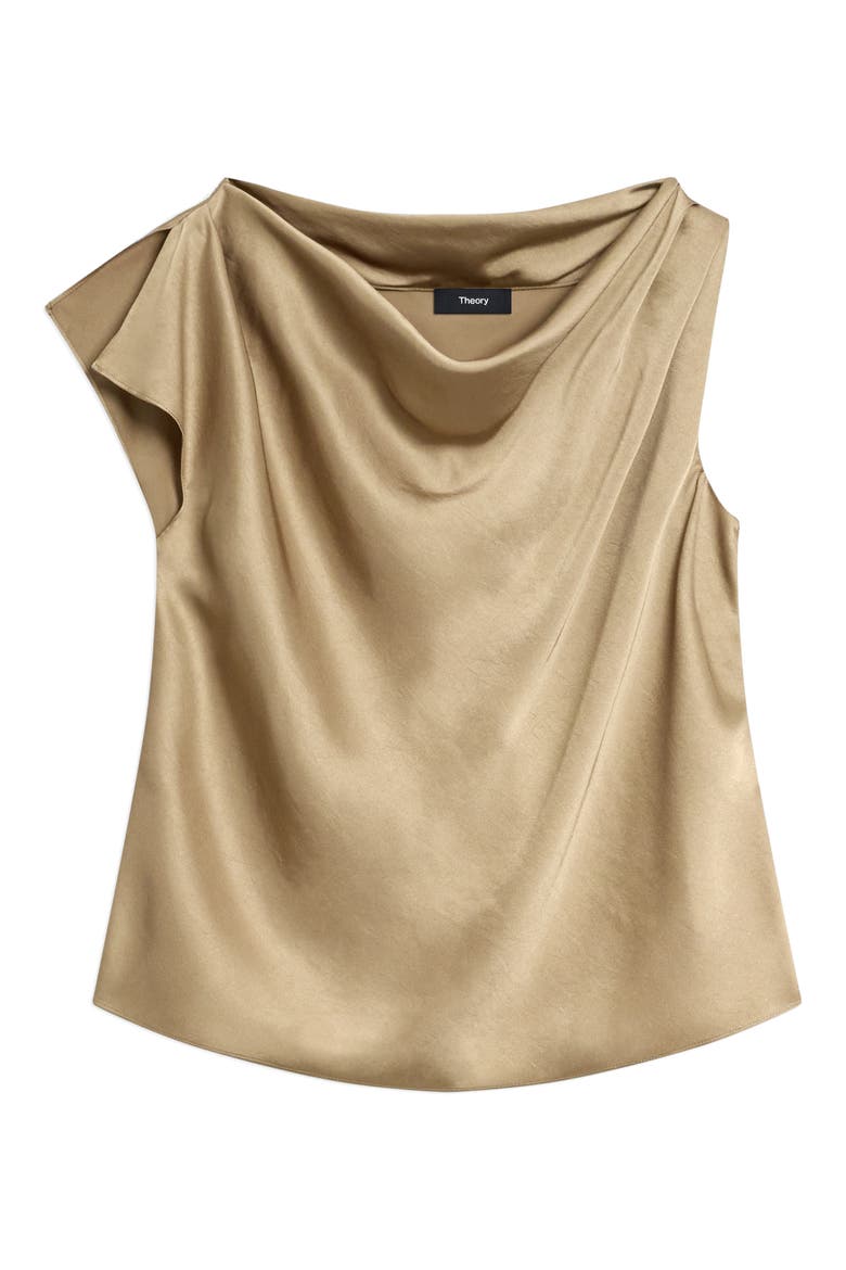 Cowl Neck Single Short Sleeve Satin Top, Alternate, color, MOCHA TAUPE
