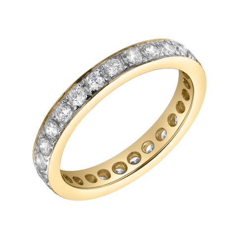 Lume 14K Gold Round Diamond Studded Band Ring - 0.97cts