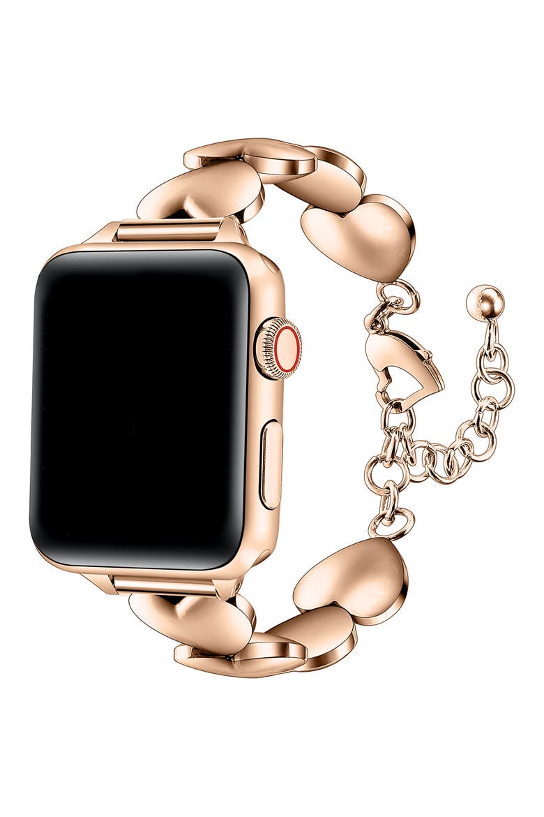 Lover Heart Steel Apple Watch® Bracelet Watchband, Alternate, color, ROSE GOLD