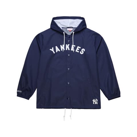 Men's Mitchell & Ness  Navy New York Yankees Full-Snap Hooded Coaches Jacket